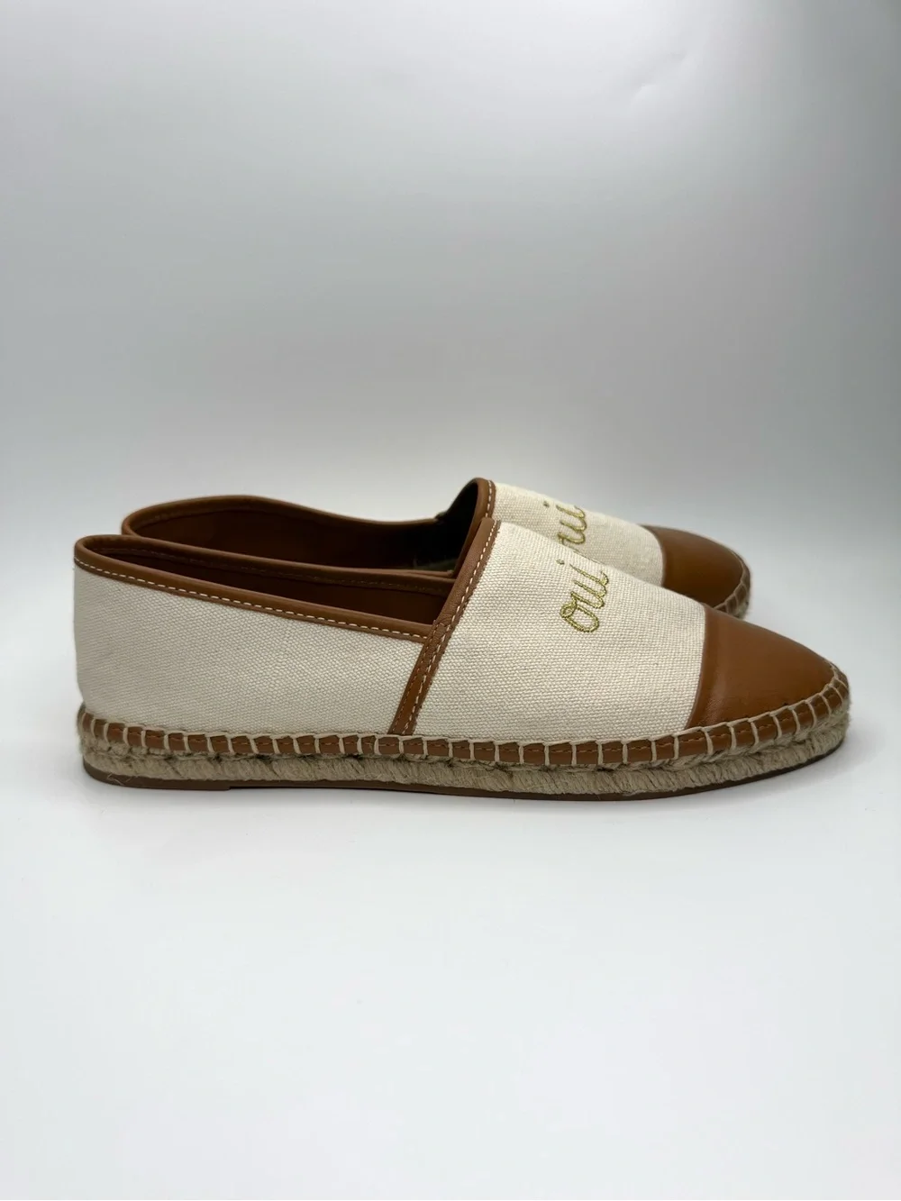 Cinq à Sept Jenna Oui Oui Embroidered Canvas Espadrille Shoes 41/11 US